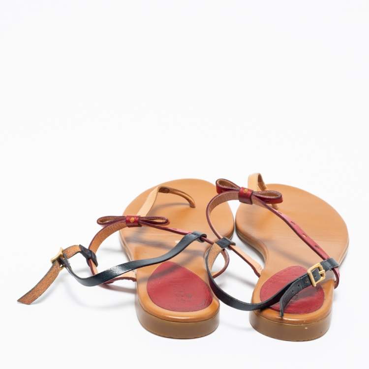 مملوكة مسبقًا Fendi Multicolor Leather Slingback Flats Size 38.5