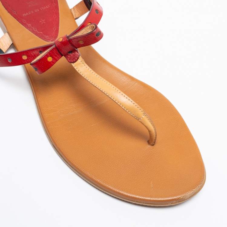 مملوكة مسبقًا Fendi Multicolor Leather Slingback Flats Size 38.5