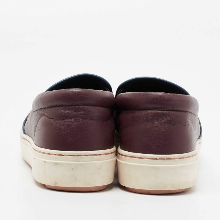 Pre Owned Fendi Multicolor Leather Monster Slip On Sneakers Size 36.5