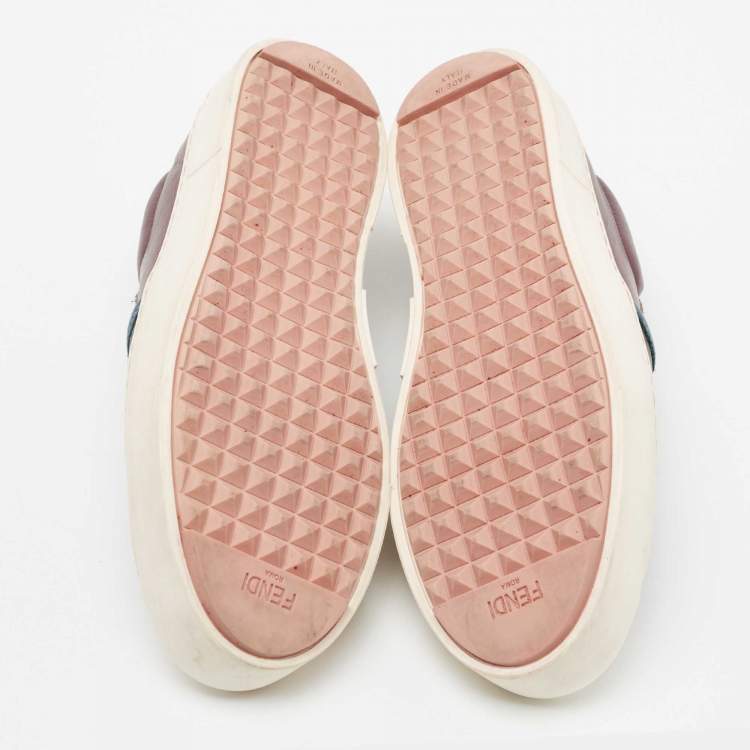 Pre Owned Fendi Multicolor Leather Monster Slip On Sneakers Size 36.5