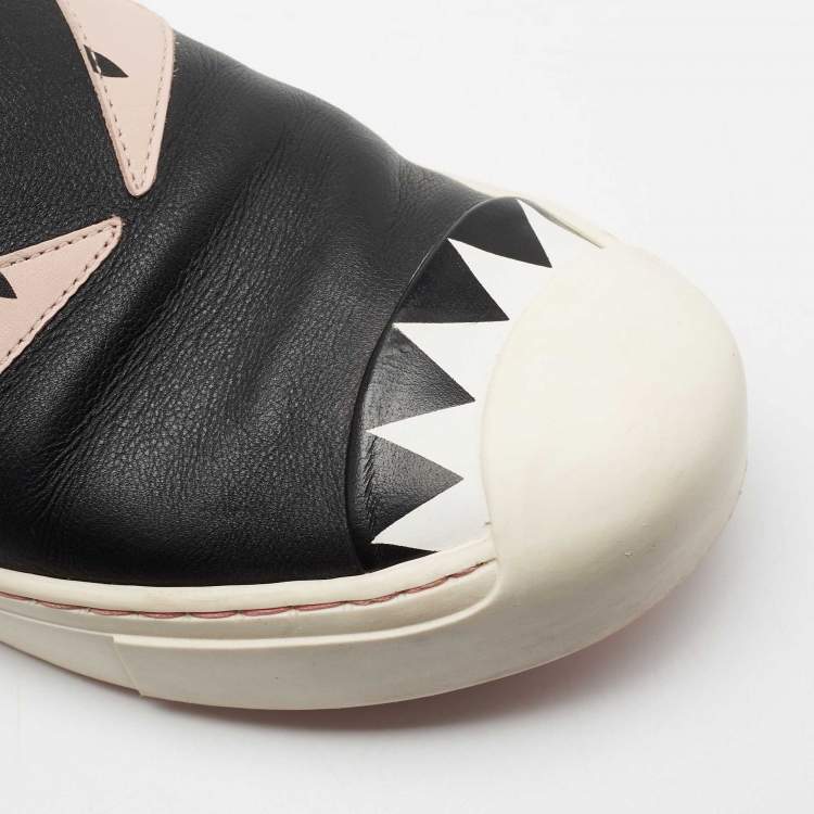 Pre Owned Fendi Multicolor Leather Monster Slip On Sneakers Size 36.5