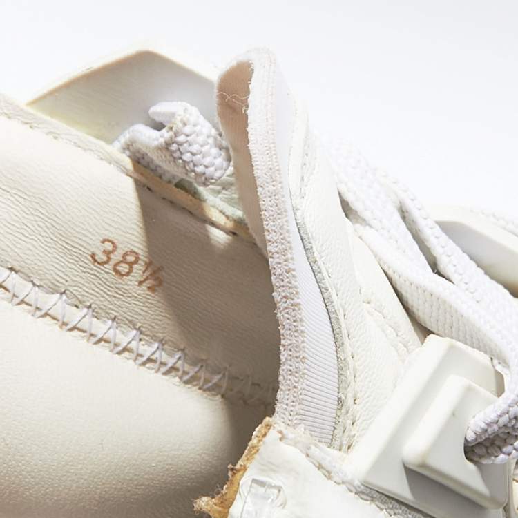 Pre Owned Fendi Off White Leather Fendi Flow Sneakers Size 38.5