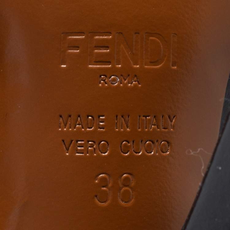 مملوكة مسبقًا Fendi Black Leather And Stretch Knit Rockoko Pointed Toe Ankle Boots Size 38