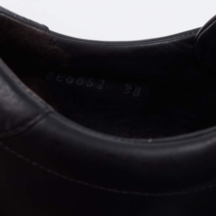 Pre Owned Fendi Black Leather Knitted Logo Rockoclick Slip-On Sneakers Size 38