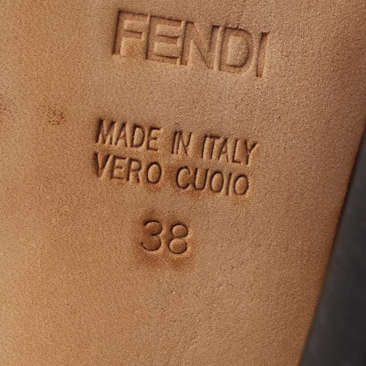 Pre Owned Fendi Black Pleated Leather Peep Toe Ankle Booties Size 38