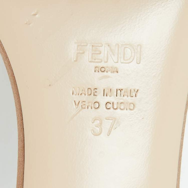Pre Owned Fendi Beige Satin Crystal Embellished Slide Sandals Size 37