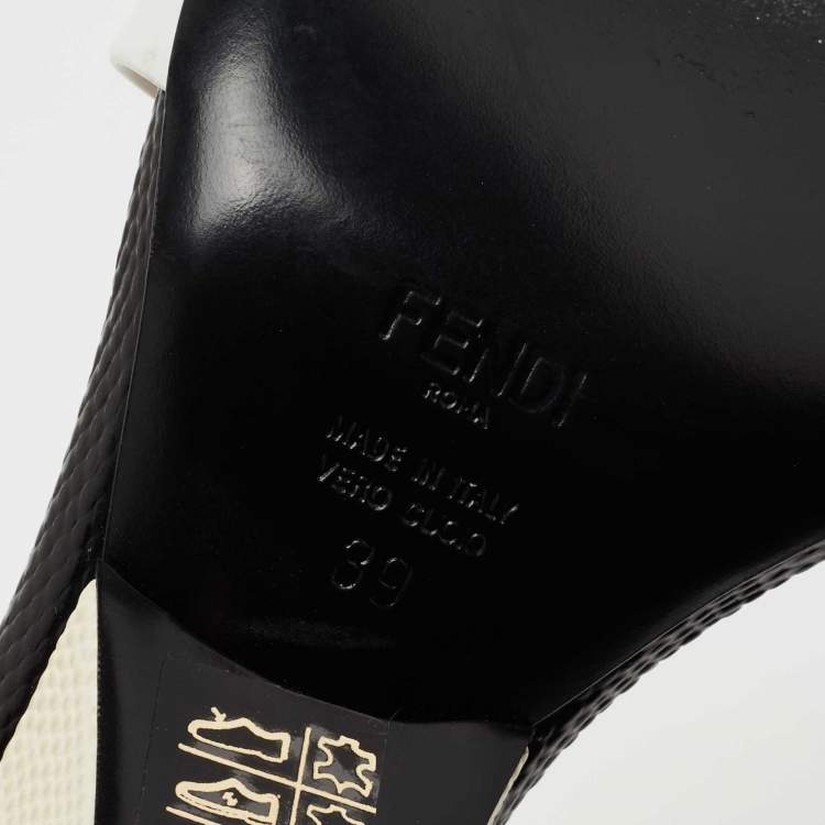 Pre Owned Fendi Tricolor Lizard Embossed And  Leather Fantasia Studded Ankle Strap Sandals Size 39