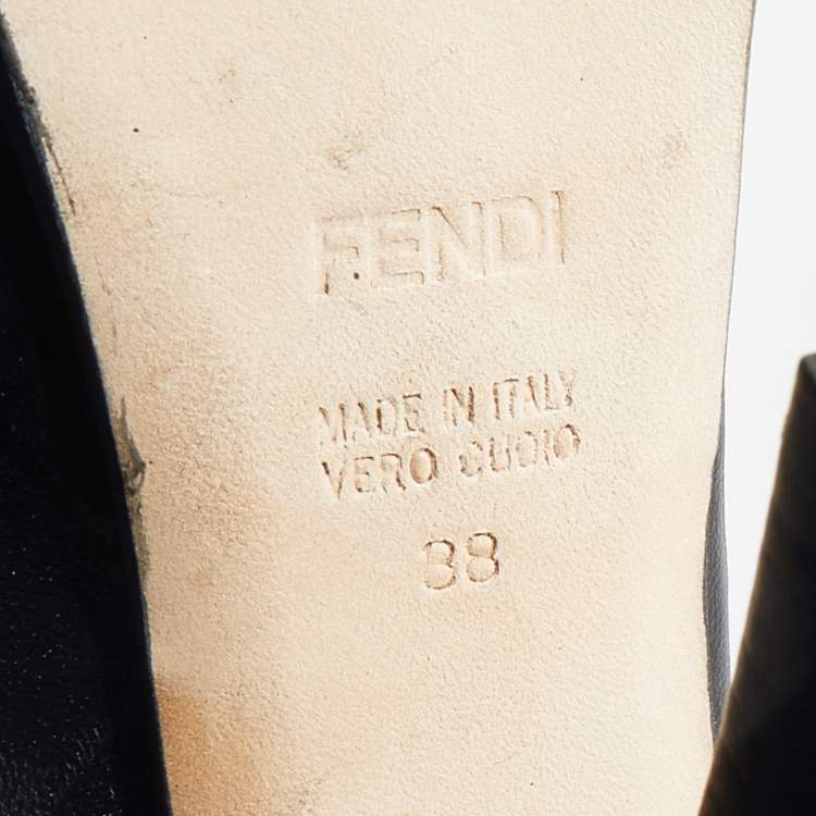 Pre Owned Fendi Black Leather Fendista Platform Pumps Size 38