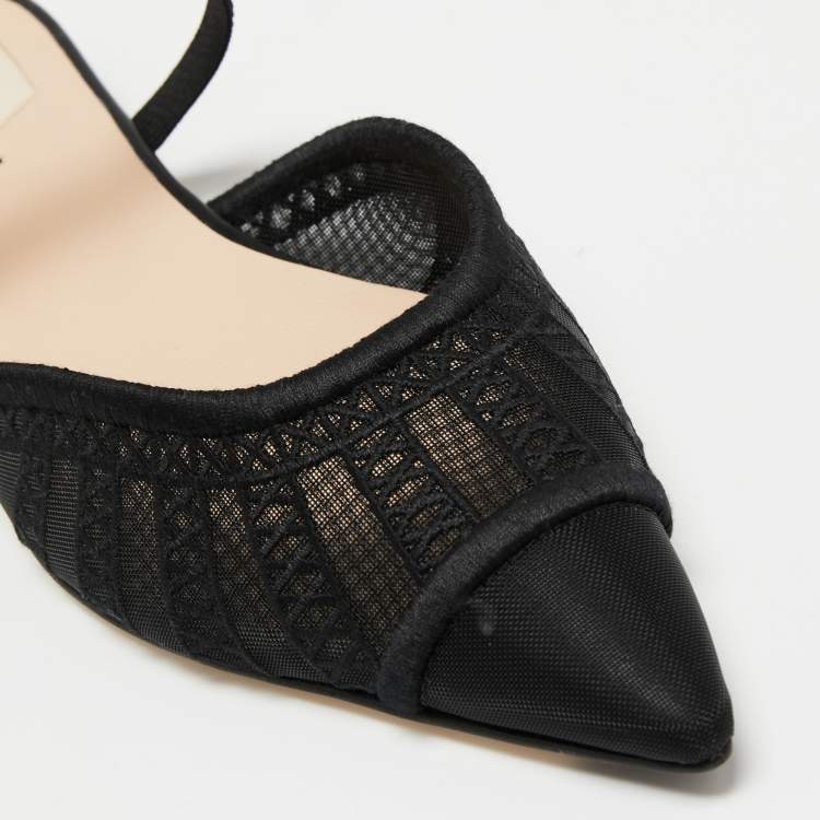 Pre Owned Fendi Black Mesh Colibri Lite Flat Mules Size 36.5
