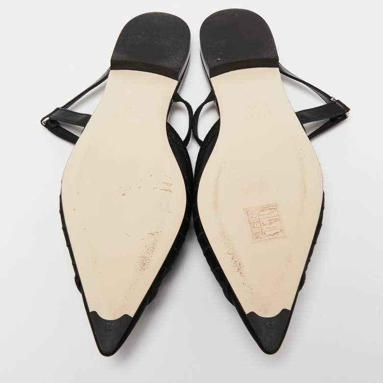 Pre Owned Fendi Black Mesh Colibri Lite Flat Mules Size 36.5