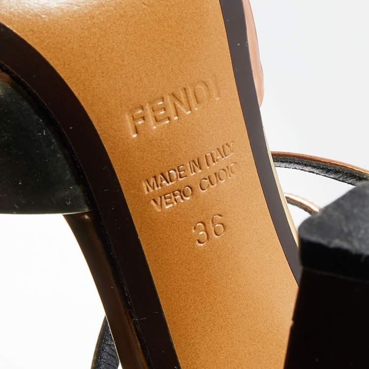 Pre Owned Fendi Metallic Tri-Color Leather Pointed Toe Ankle Strap Pumps Size 36