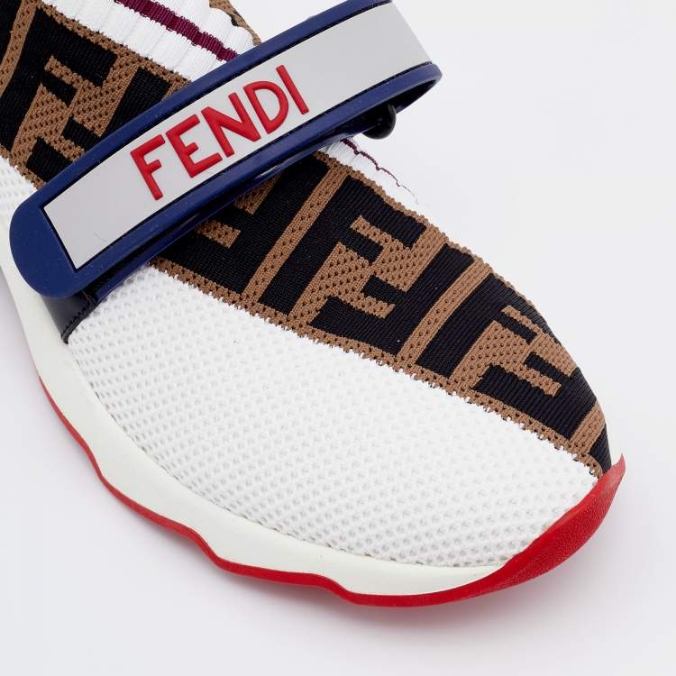 Pre Owned Fendi Multicolor Knit Fabric Rockoko Sneakers Size 39
