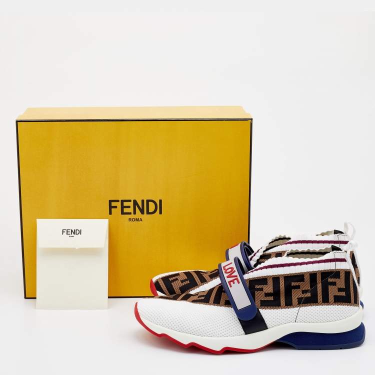 Pre Owned Fendi Multicolor Knit Fabric Rockoko Sneakers Size 39