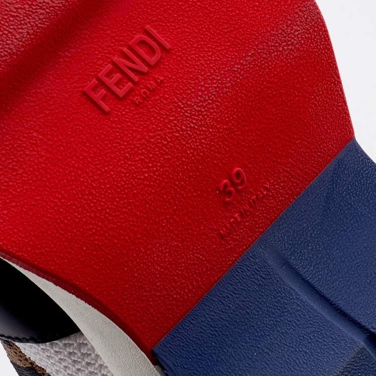 Pre Owned Fendi Multicolor Knit Fabric Rockoko Sneakers Size 39
