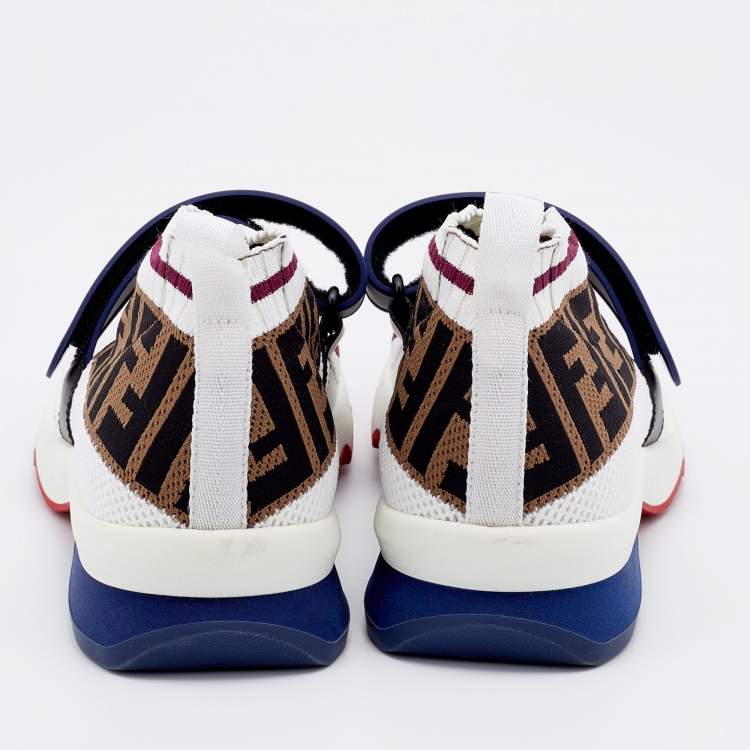 Pre Owned Fendi Multicolor Knit Fabric Rockoko Sneakers Size 39