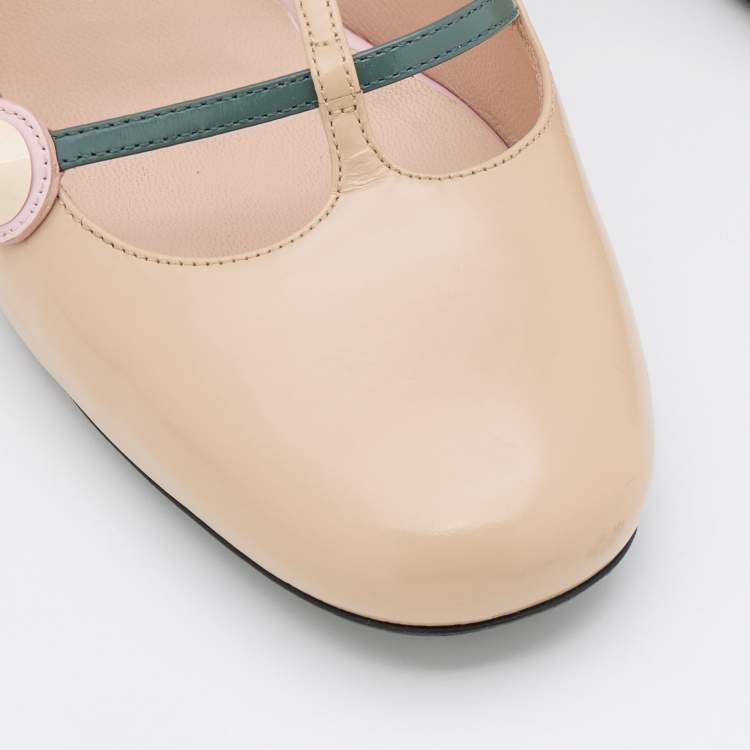 Pre Owned Fendi Beige Leather Strappy Pumps Size 37