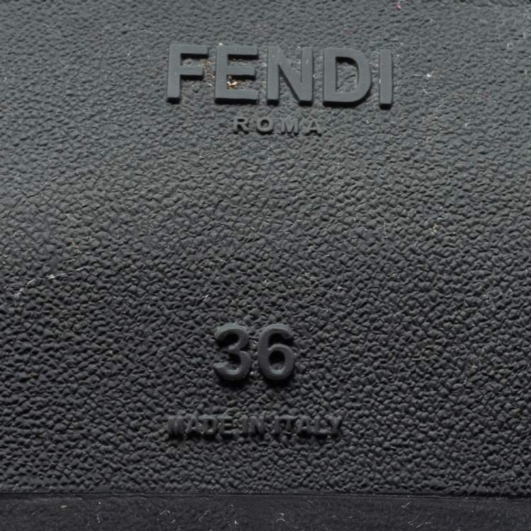مملوكة مسبقًا Fendi Black/Brown Knit Fabric FF Rockoko Slip On Sneakers Size 36