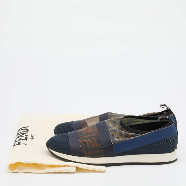 Pre Owned Fendi Multicolor Stretch Mesh/Rubber and Nylon Runaway Slip-On Sneakers Size 39