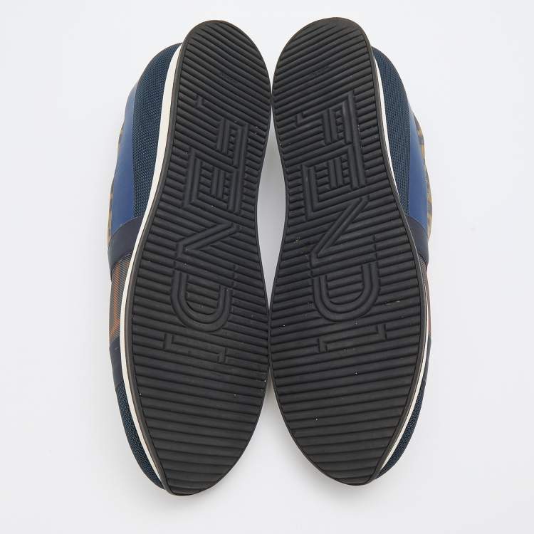 Pre Owned Fendi Multicolor Stretch Mesh/Rubber and Nylon Runaway Slip-On Sneakers Size 39