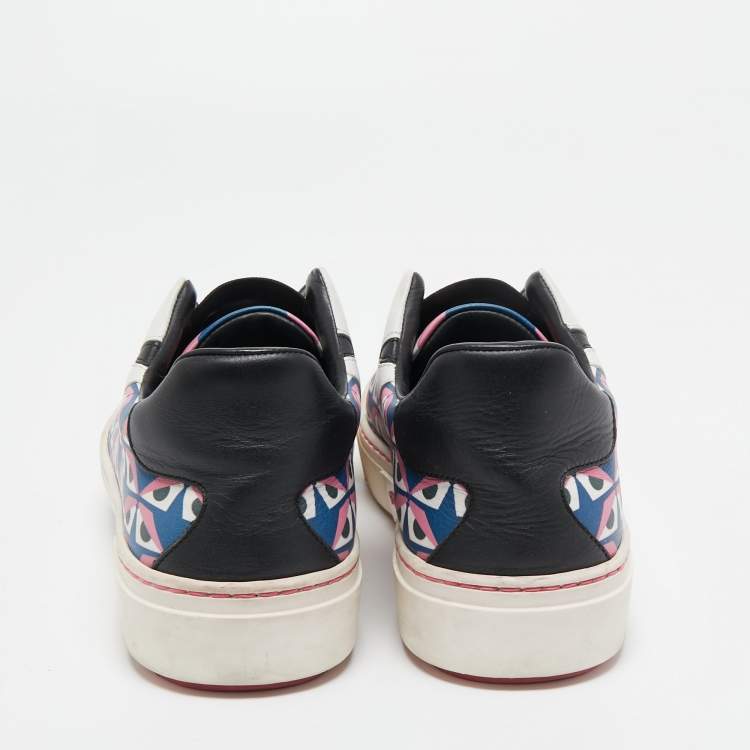 Pre Owned Fendi Multicolor Bug Eye Print Leather Slip On Sneakers Size 38