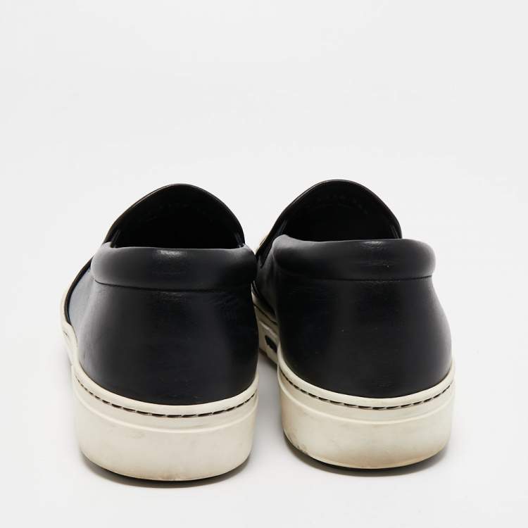 Pre Owned Fendi Black Leather Monster Slip On Sneakers Size 38.5