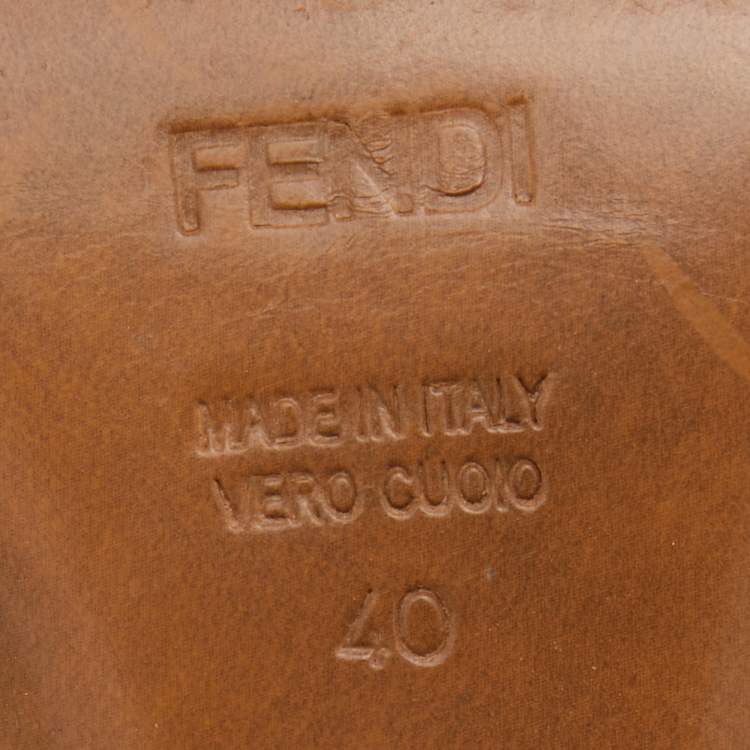Pre Owned Fendi Beige Zucca Fabric and Patent Leather Open Toe Slide Sandals Size 40