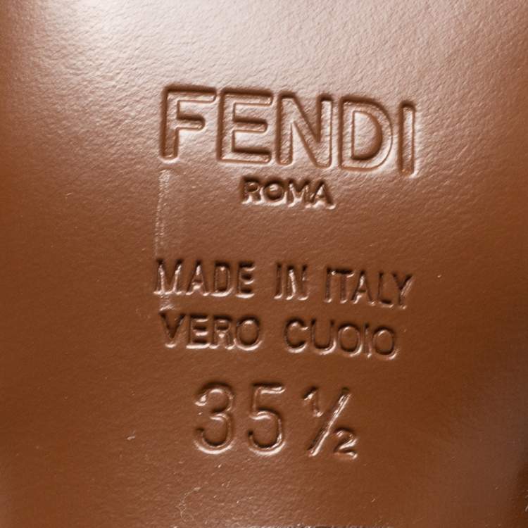 Pre Owned Fendi Brown/Black Zucca Mesh and Fabric Colibri Slingback Pumps Size 35.5