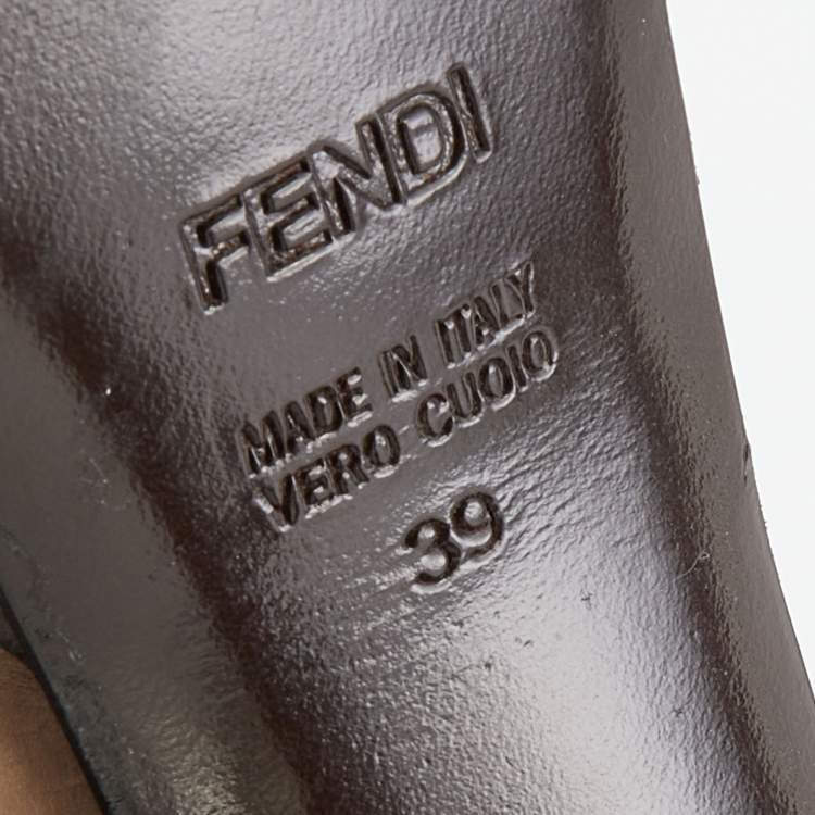 Pre Owned Fendi Brown Leather and Elastic Fendista Criss Cross Platform Booties Size 39