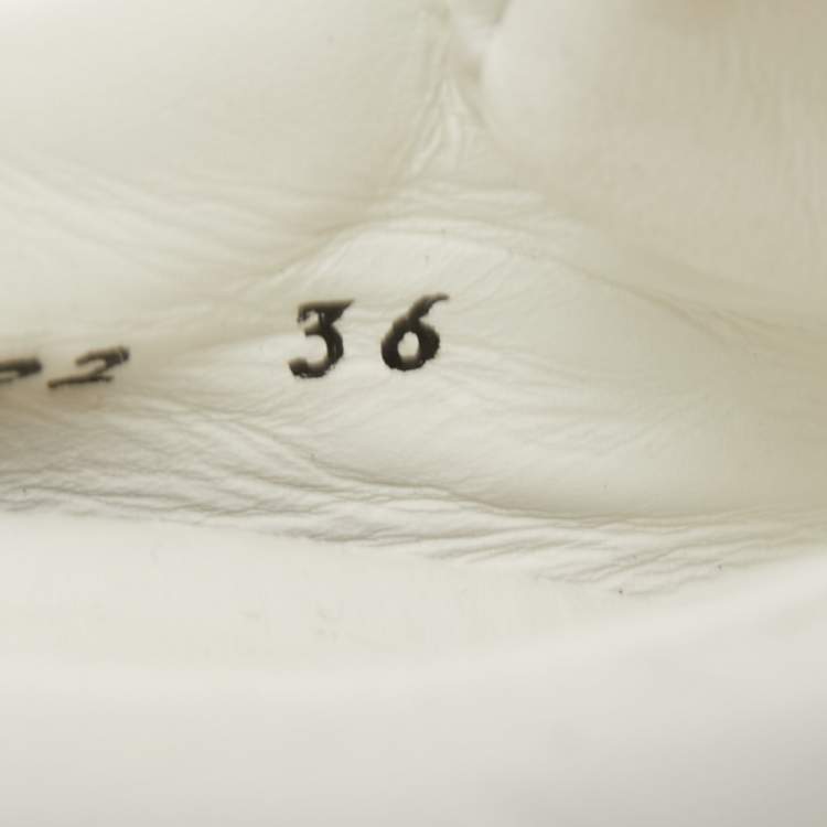 Pre Owned Fendi White Leather Knitted Logo Rockoclick Low Top Sneakers Size 36