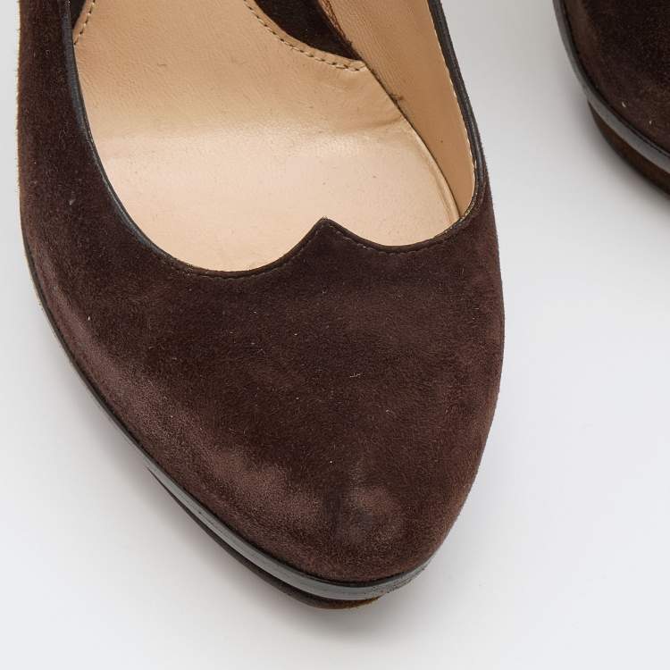 Pre Owned Fendi Brown Suede Pumps Size 38.5