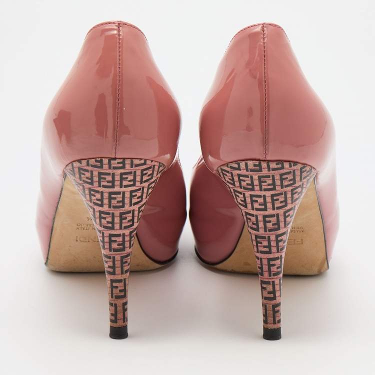 Pre Owned Fendi Pink Patent Leather Peep Toe Pumps Size 37.5
