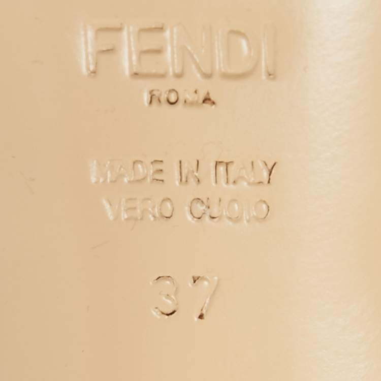 Pre Owned Fendi Metallic Gold Leather T Strap Platform Sandals Size 37
