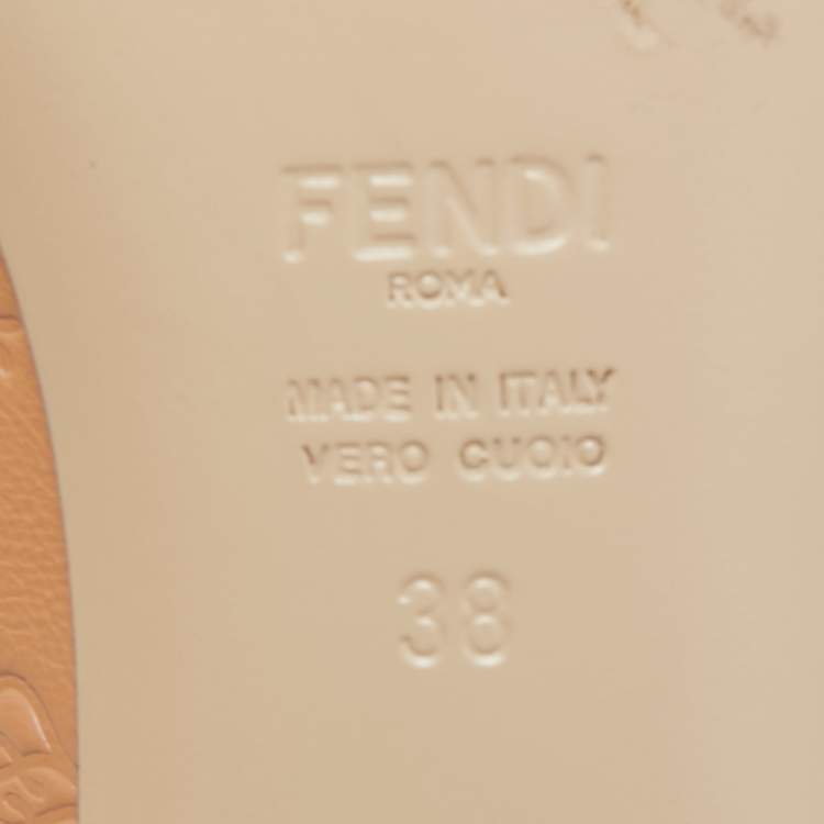 Pre Owned Fendi Beige Leather Bow Tie Sandals Size 38