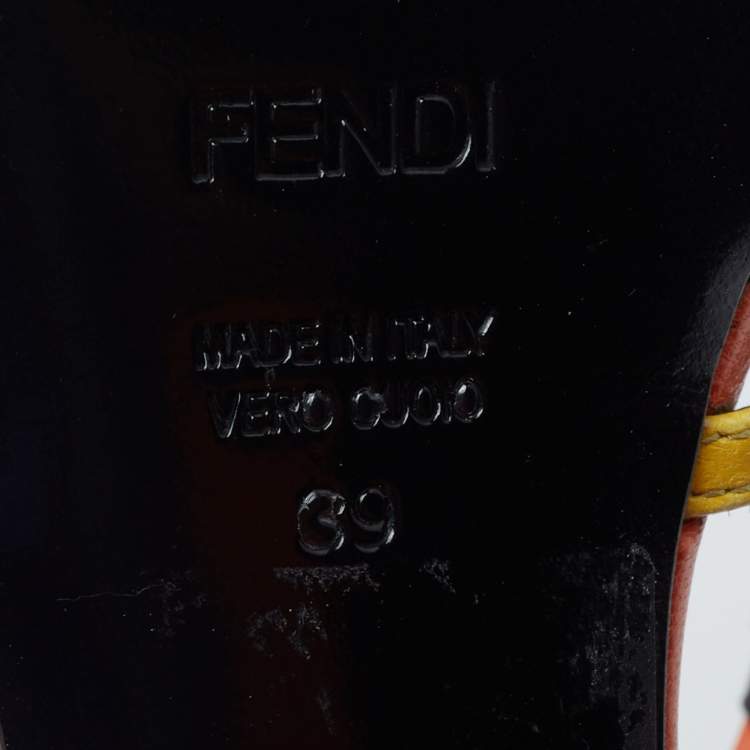 Pre Owned Fendi Multicolor Leather Ankle Strap Sandals Size 39