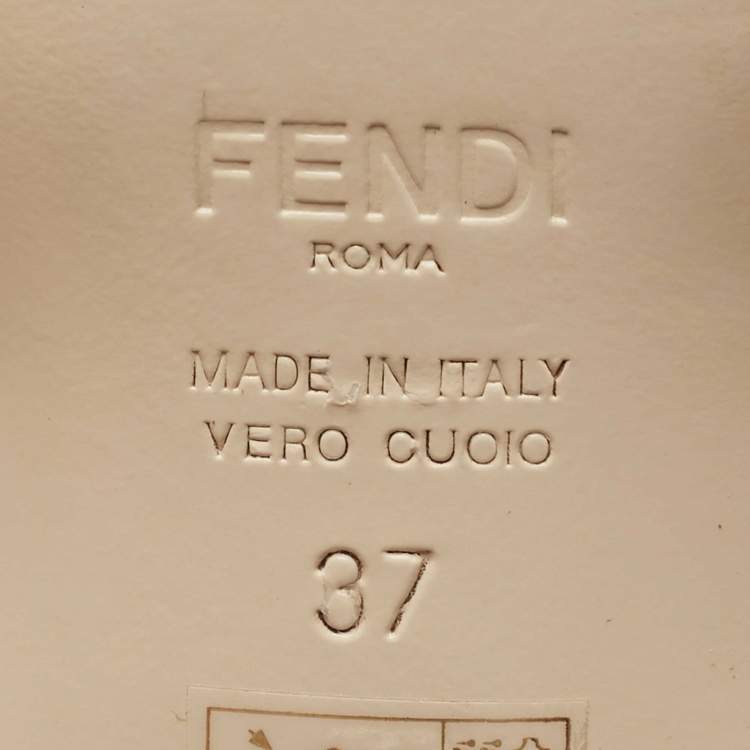 Pre Owned Fendi Black Leather and Zucca PVC Colibri Slingback Pumps Size 37