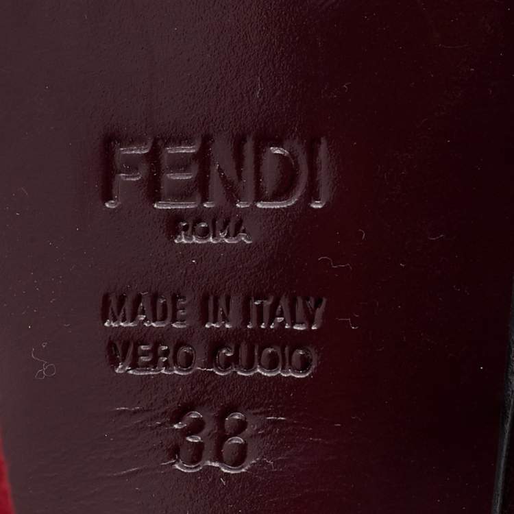 Pre Owned Fendi Burgundy Suede Fendista Platform Pumps Size 38