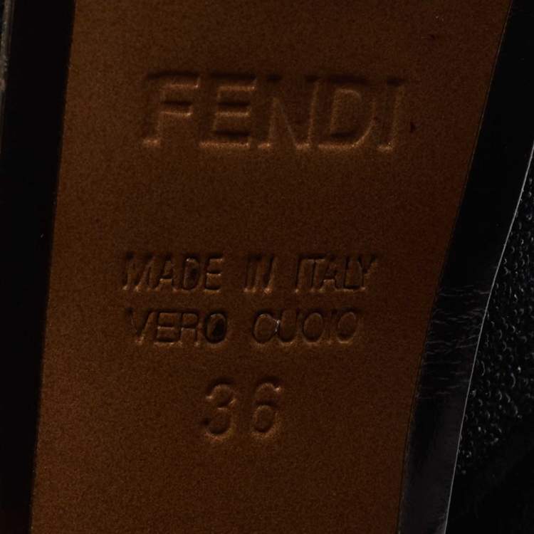 Pre Owned Fendi Black Suede and Glitter Peep Toe Booties Size 36