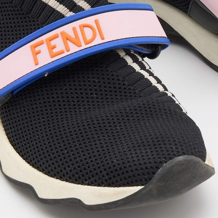 Pre Owned Fendi Black Knit Fabric Rockoko Sneakers Size 37