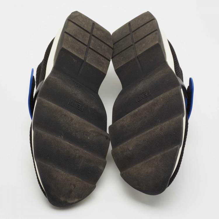 Pre Owned Fendi Black Knit Fabric Rockoko Slip On Sneakers Size 39