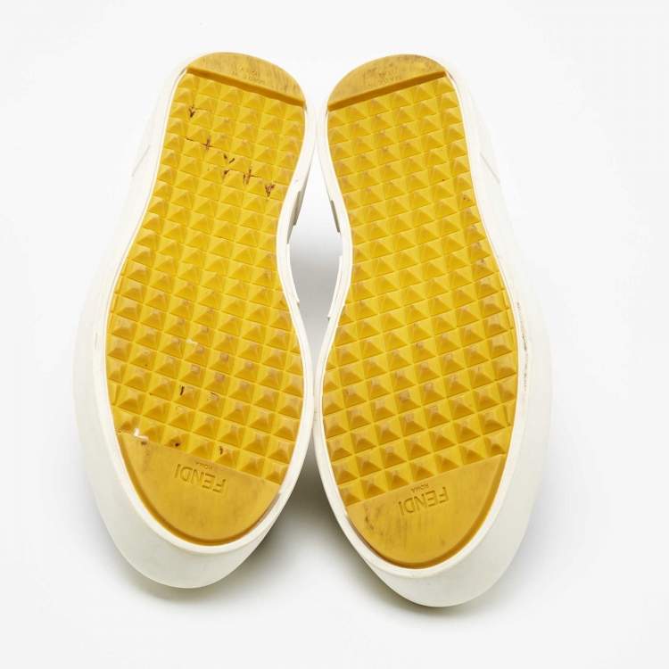 Pre Owned Fendi Tricolor Monster Eye Print Leather Slip On Sneakers Size 37