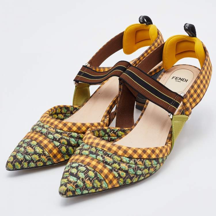 パンプス Fendi Multicolor Colibra Pumps Fendi Multicolor Fabric Colibri Pointed Toe Slingback Pumps