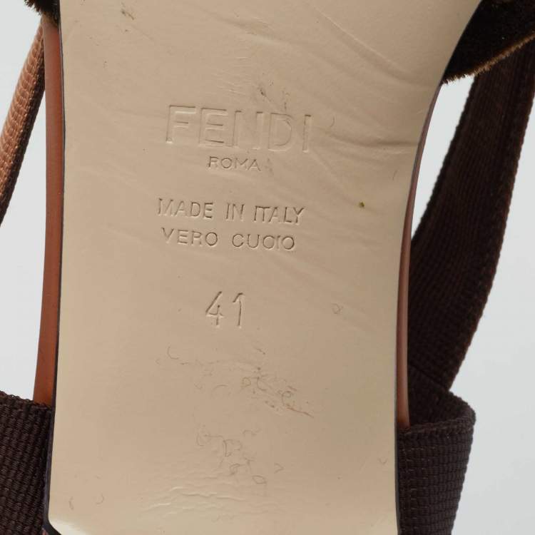 مملوكة مسبقًا Fendi Brown Velvet and Mesh Colibri Pumps Size 41