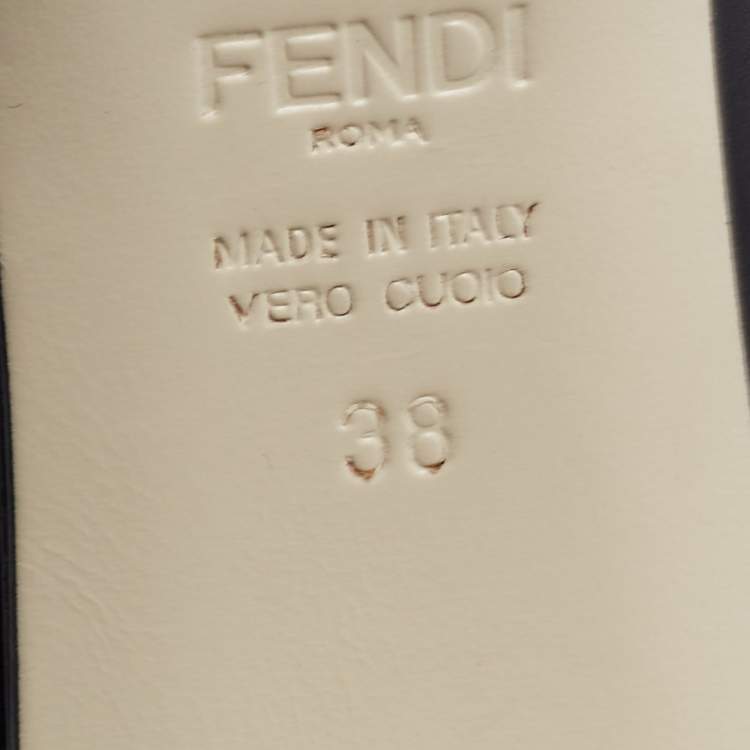 Pre Owned Fendi Black Leather Flowerland Mules Size 38