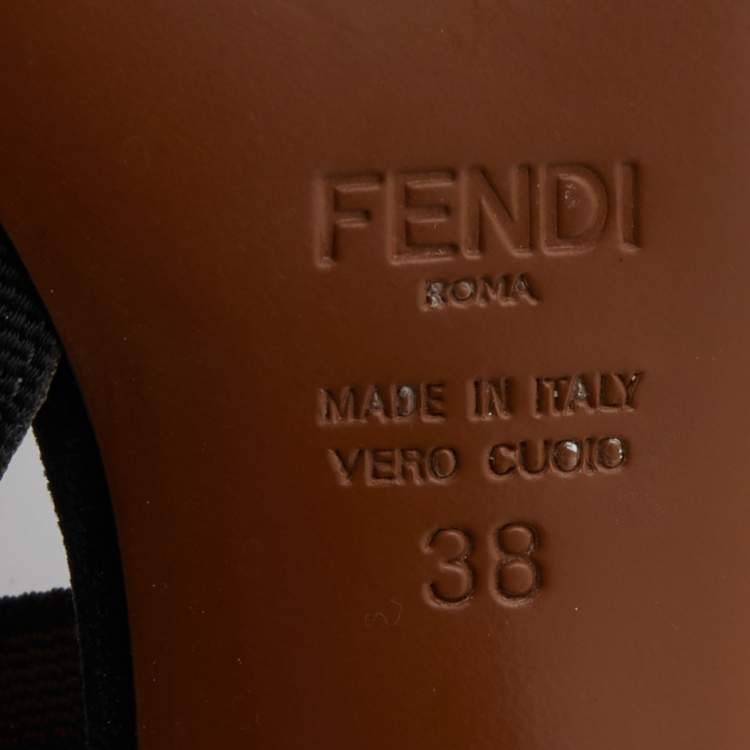Pre Owned Fendi Multicolor Zucca Velvet Colibri Forever Logo Slingback Pumps Size 38
