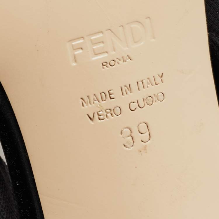 Pre Owned Fendi Black Mesh and Leather Colibri Slingback Pumps Size 39