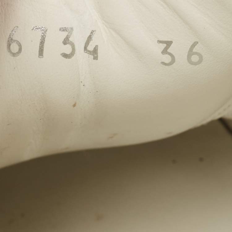 Pre Owned Fendi White Leather and Crocodile Logo Strap Buckle Low Top Sneakers Size 36 