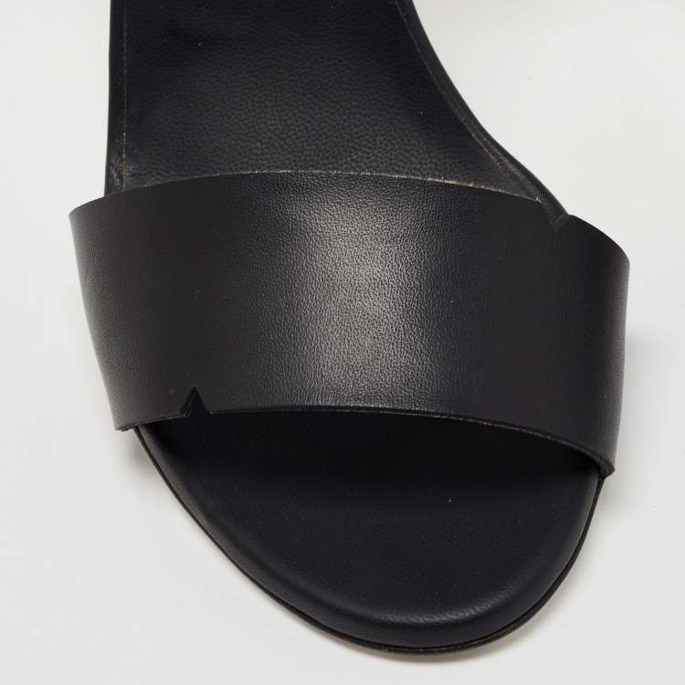 Pre Owned Fendi Black Leather Ankle Strap Sandals Size 38