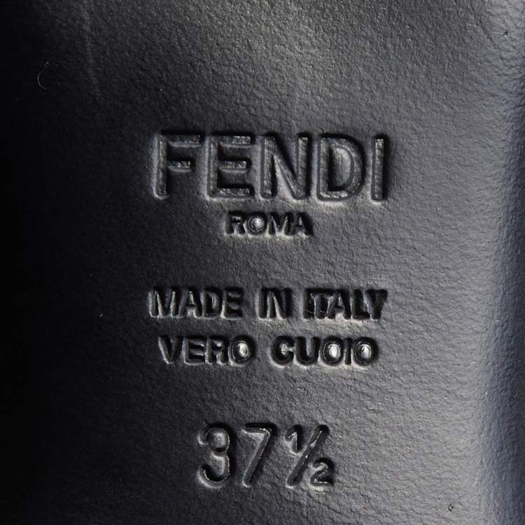 Pre Owned Fendi Black/Brown Zucca Mesh and Fabric Colibri Slingback Flats Size 37.5