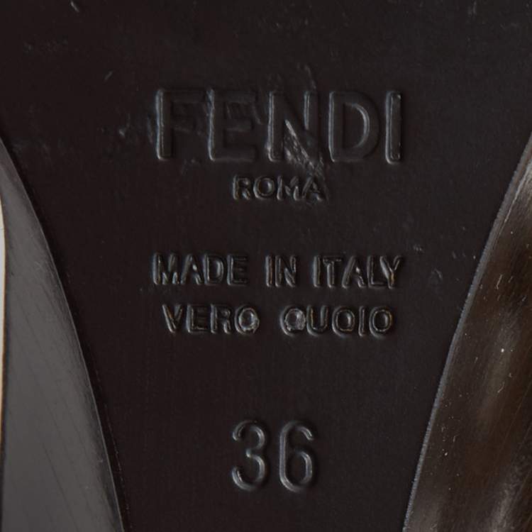 Pre Owned Fendi Brown Zucca Coated Canvas Motif Logo Wedge Ankle Strap Sandals Size 36