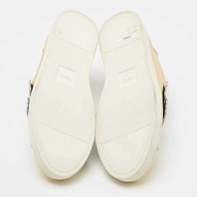 Pre Owned Fendi Multicolor Leather Scalloped Velcro Sneakers Size 39